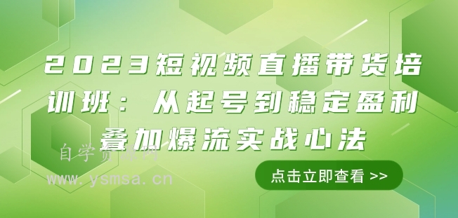 2023短视频直播带货培训班：从起号到稳定盈利叠加爆流实战心法（11节课）网盘下载