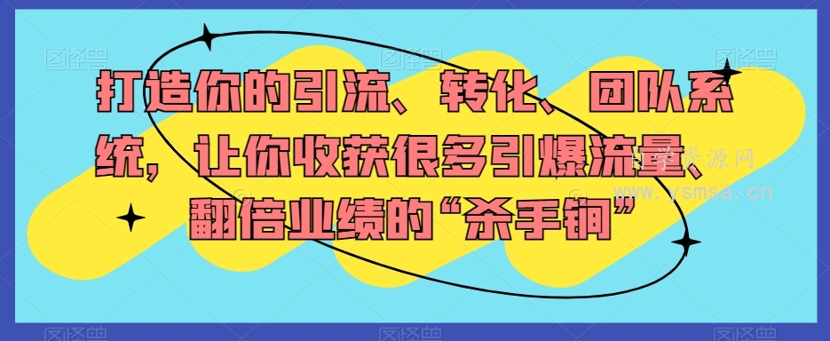 打造你的引流、转化、团队系统，让你收获很多引爆流量、翻倍业绩的“杀手锏”网盘下载